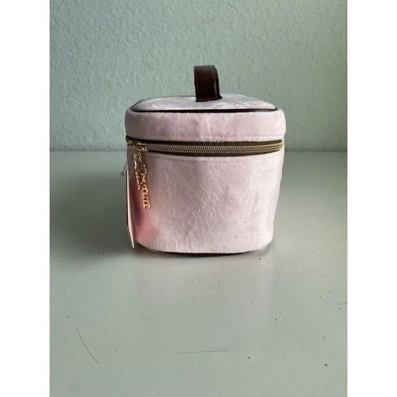 JUICY COUTURE Makeup Bag Travel Cosmetic Train Case Pink Velour Scottie Crown - Picture 5 of 11